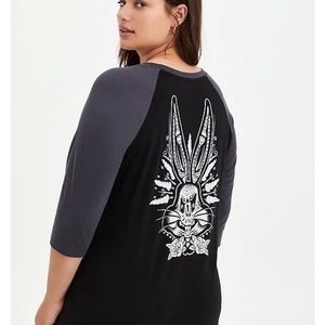 Torrid Black and Gray Graphic Raglan Top